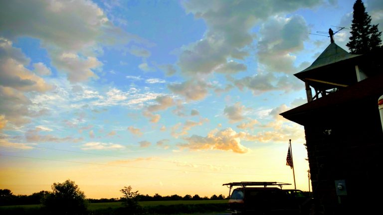 Sunset at the school